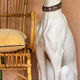 Large white glazed ceramic greyhound – signed – 92 cm
