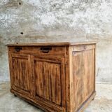 Old cabinet, workbench, kitchen island counter on casters