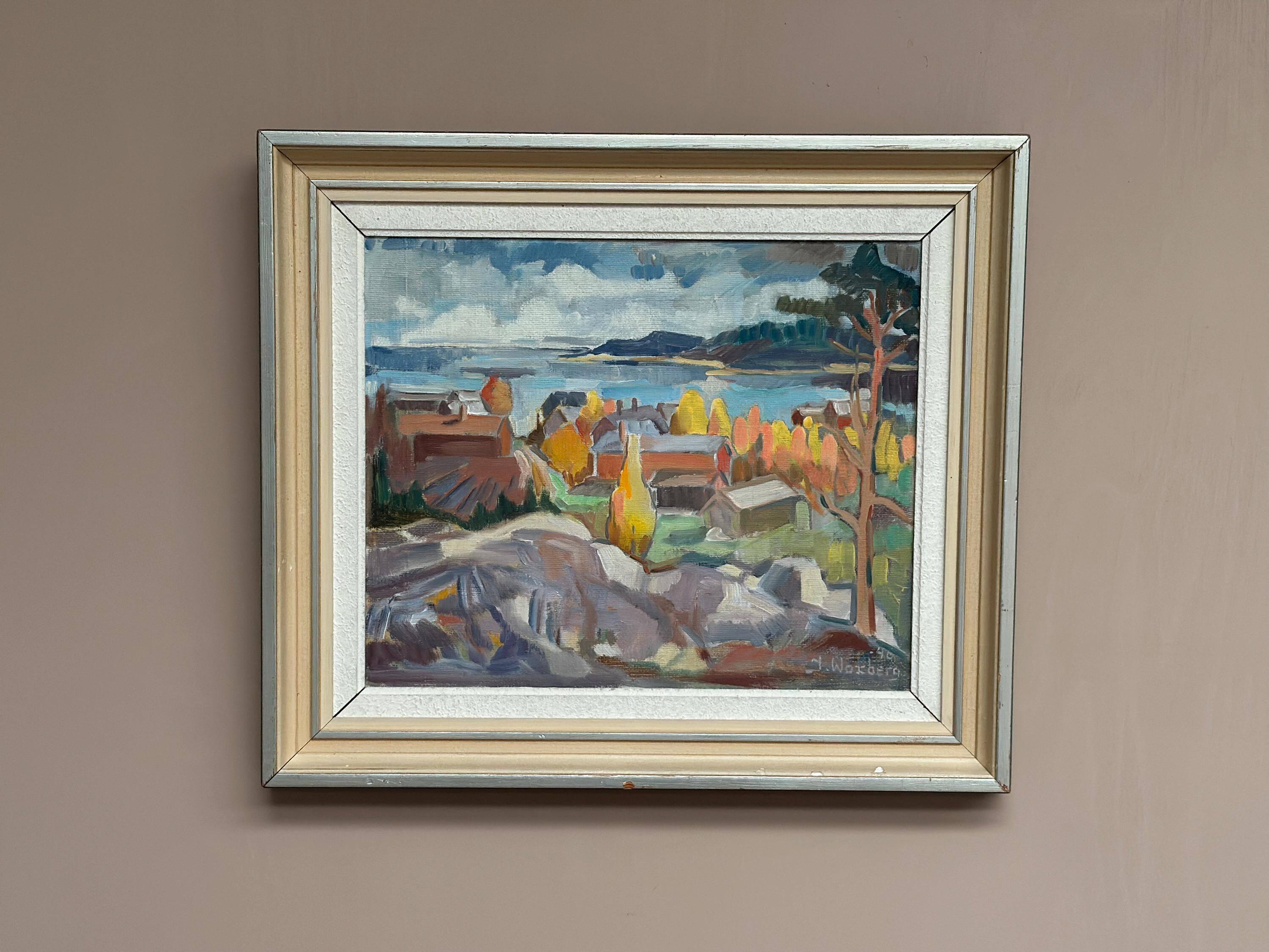 Swedish Oil On Panel "Autumn landscape" by J. Woxberg