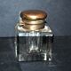 Old square inkwell in cut glass - art deco office accessory 1920