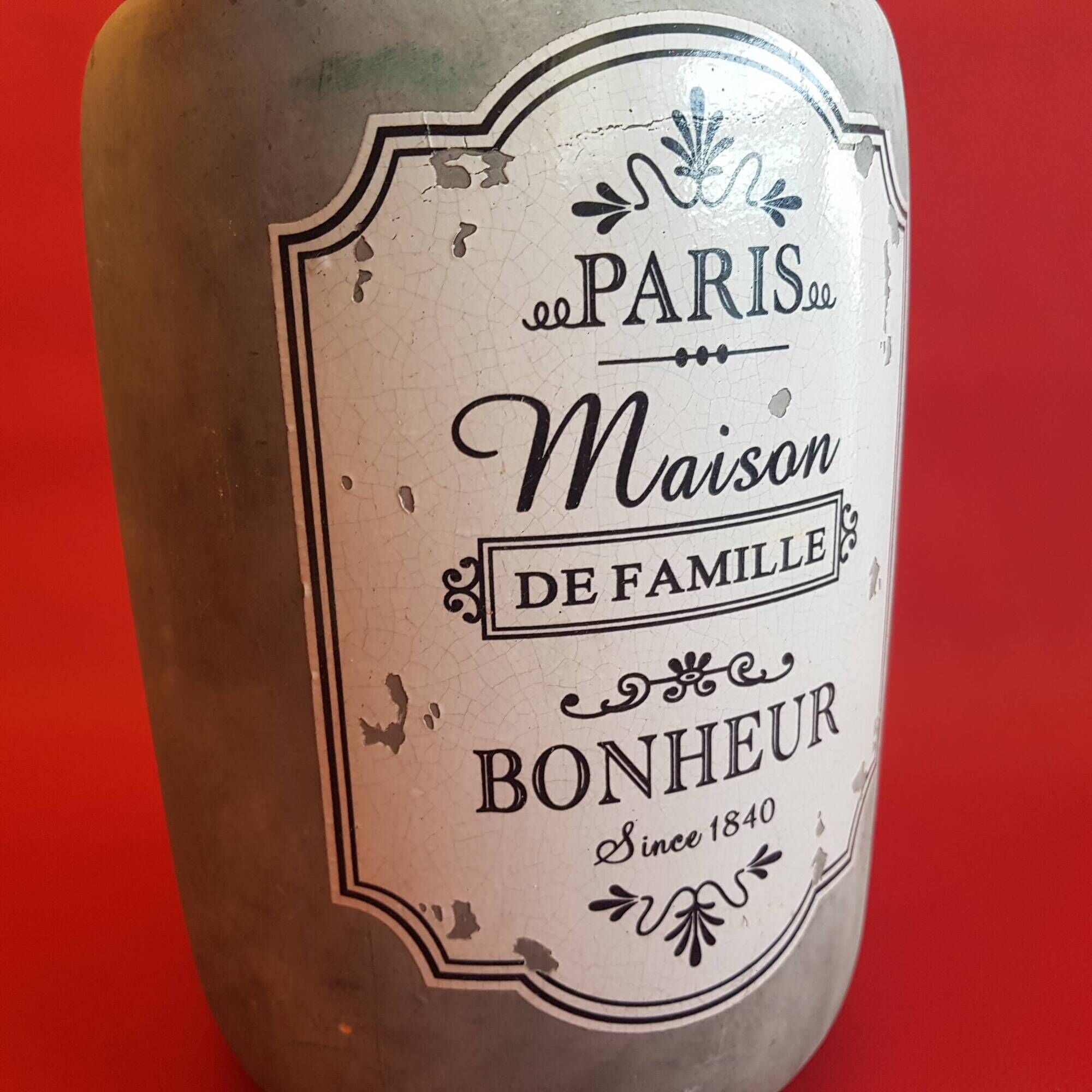 Large decorative jar Maison de Famille Paris Bonheur shabby chic countryside