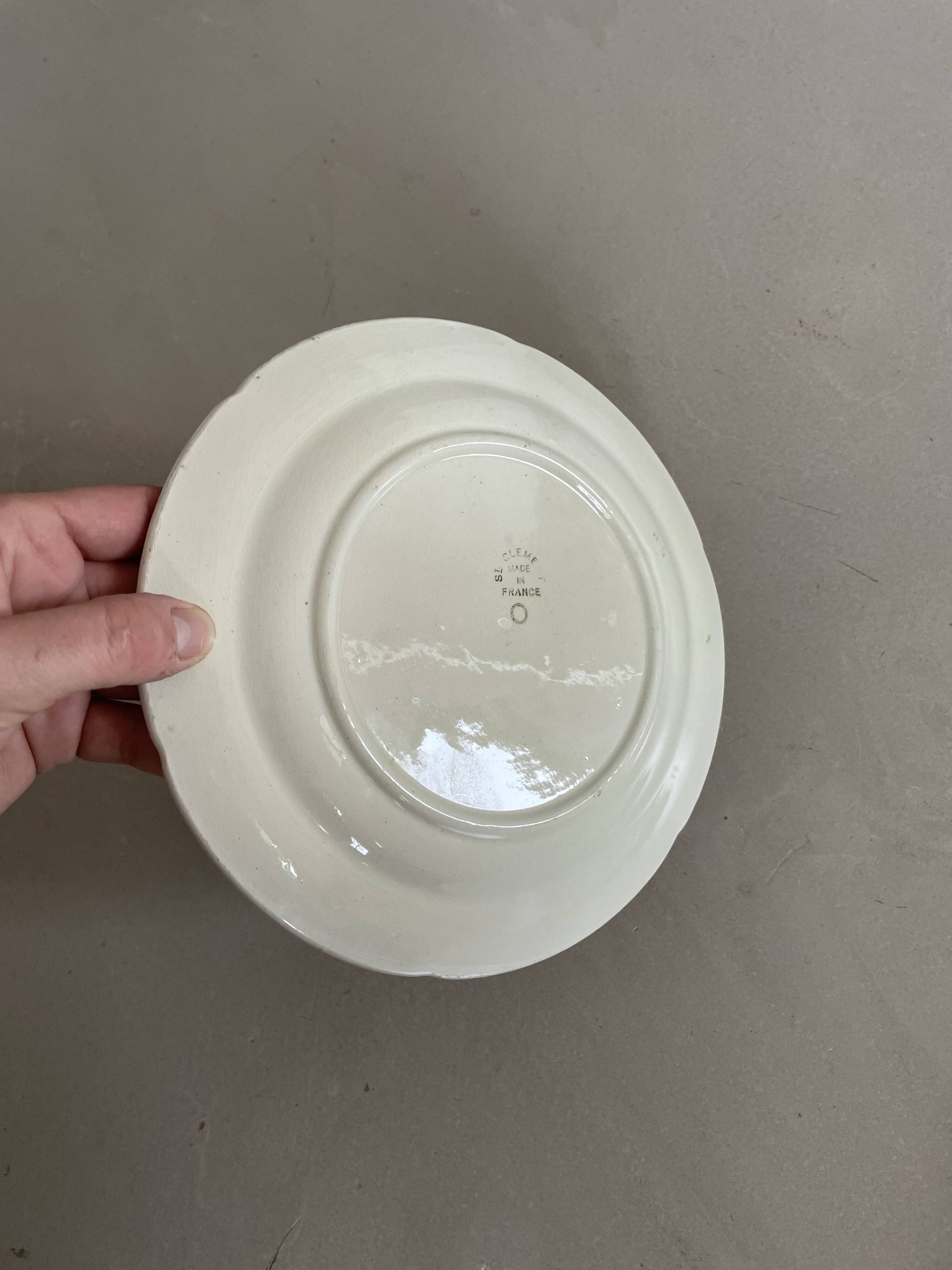 Set of 2 old Saint Clément slip plates