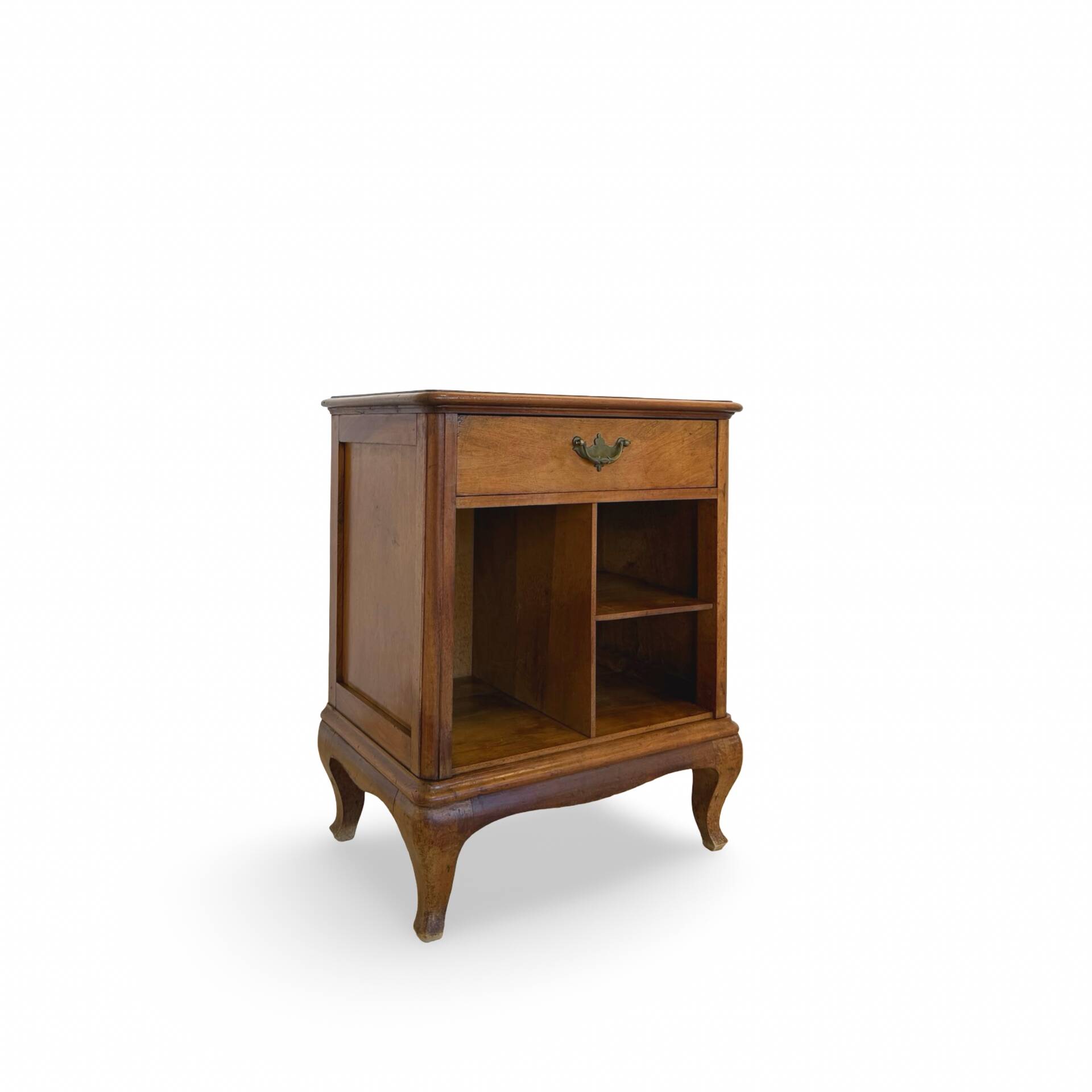 Antique Italian bedside table in solid walnut, 1920s/1930s
