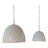 2 Danish white glass pendant lights (50s/60s)