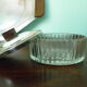 5-compartment thick glass servant - Silver metal with punch - Wooden handles - 1950/60