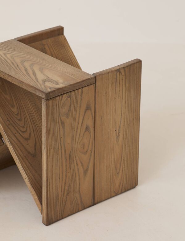 Table d'appoint en Orme massif Alain Ladroit pour Maison Regain Circa 1980