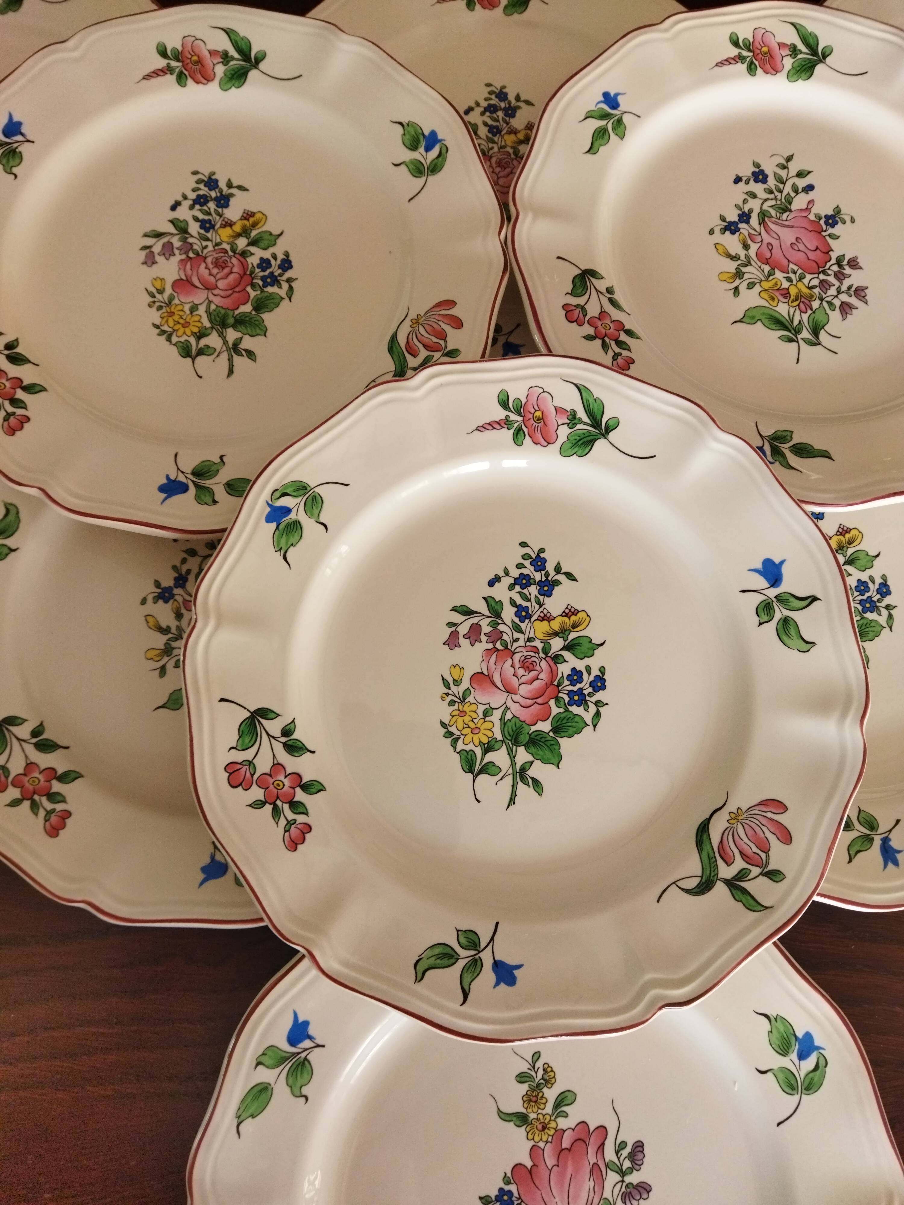 9 dessert plates “Réverbère fin” KG Lunéville