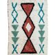 White Moroccan Boucherouite Berber rug with colorful patterns