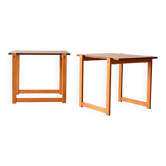 Pair of Vintage Scandinavian Nesting Tables in Teak and Beech