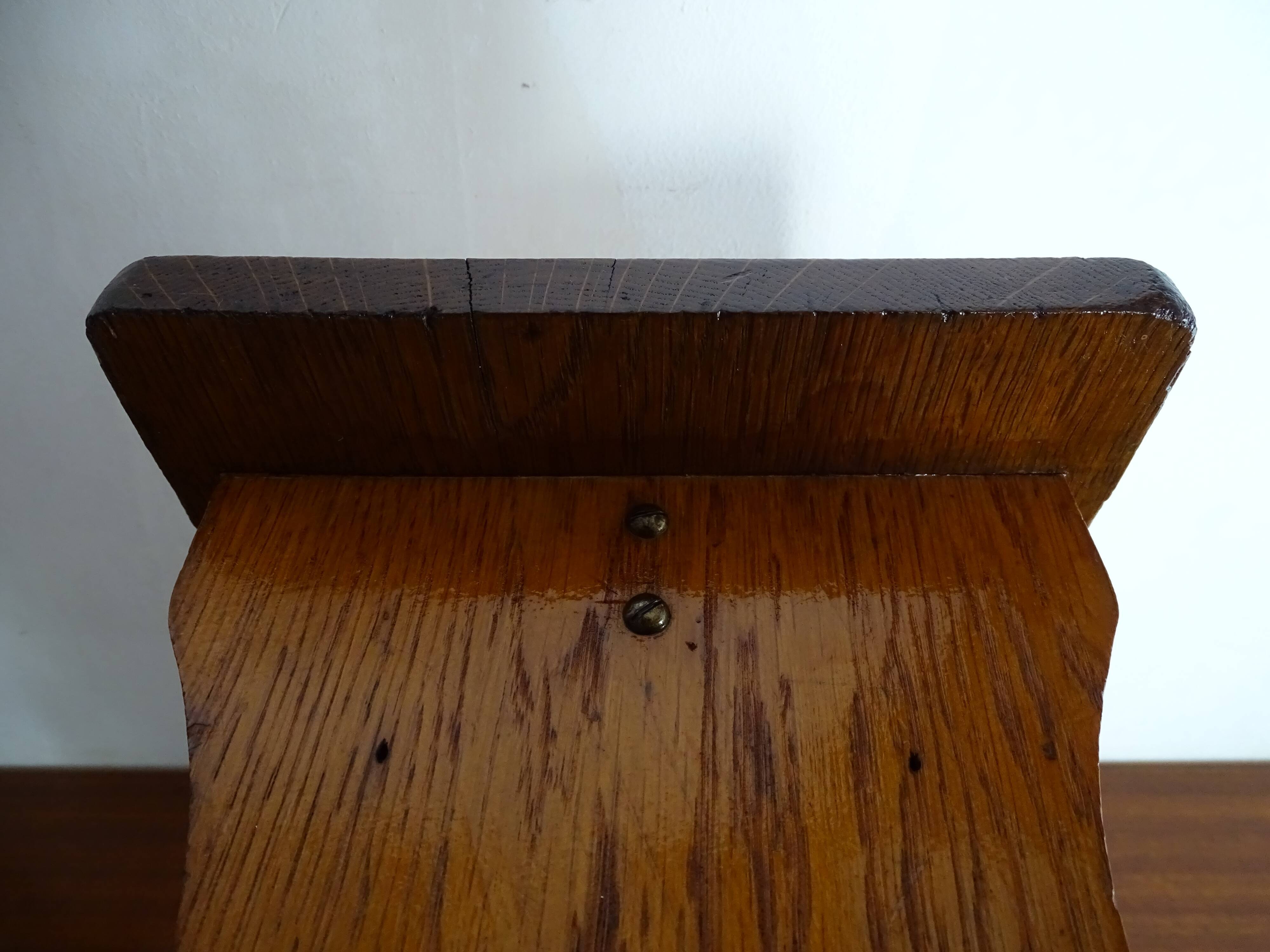 Vintage brutalist wooden stool