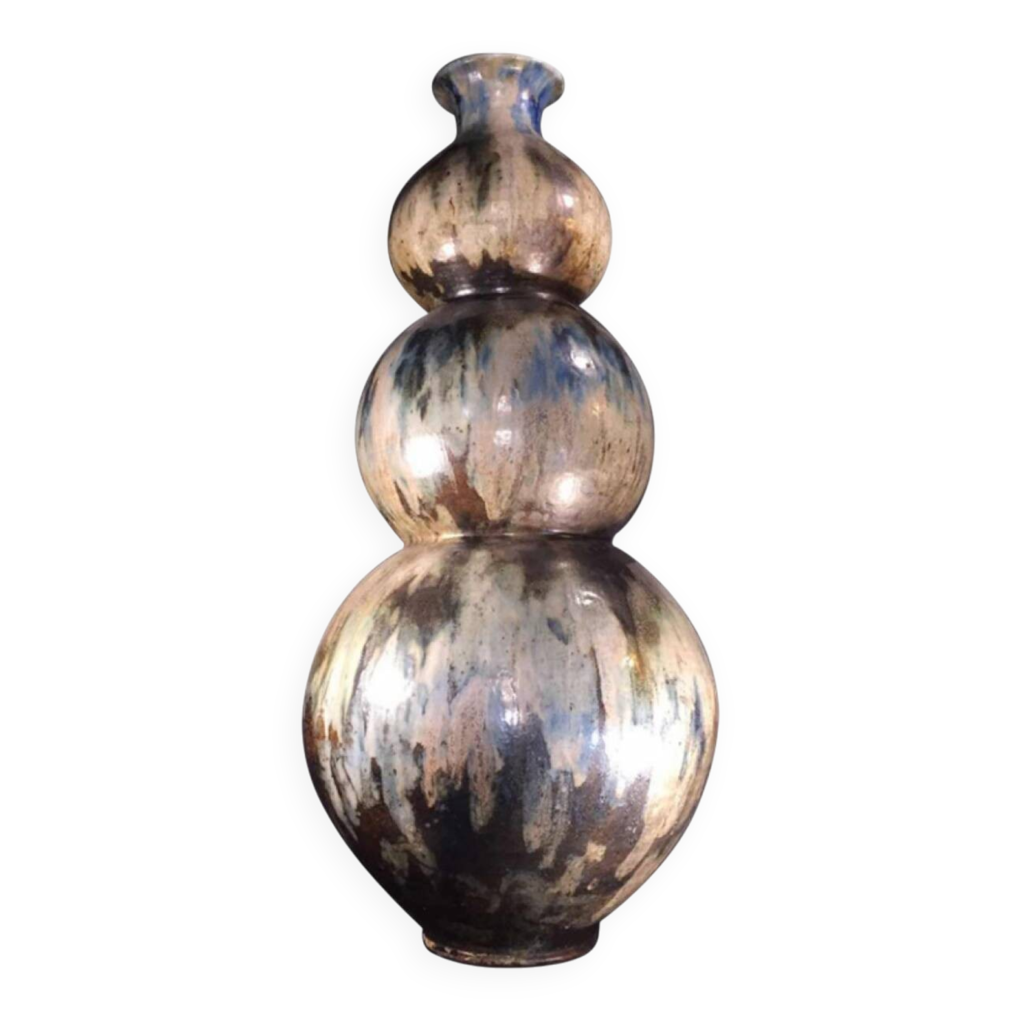 Roger Guerin, monumental trilobed vase, unique piece, 102 cm tall, salt-glazed stoneware