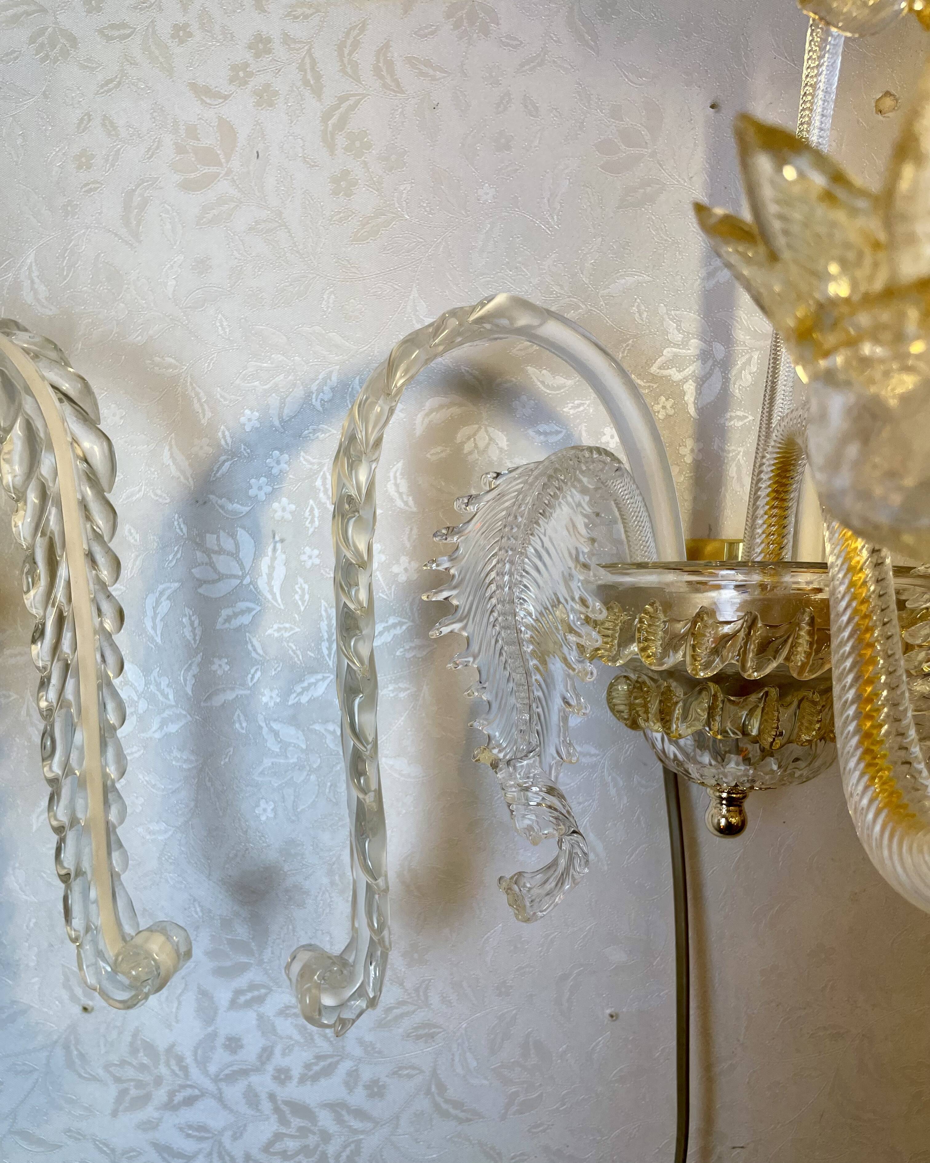 Pair of Murano Sconces in the style of Barovier & Toso, 1980s
