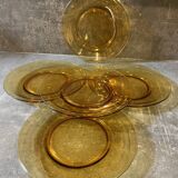 5 small amber glass plates Vereco