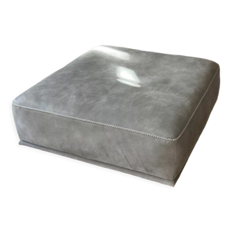 Pouf/ Footrest in full grain Italian leather in grey colour