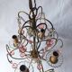 Vintage Murano drop pendant chandelier with pearl flower, 4 lights.