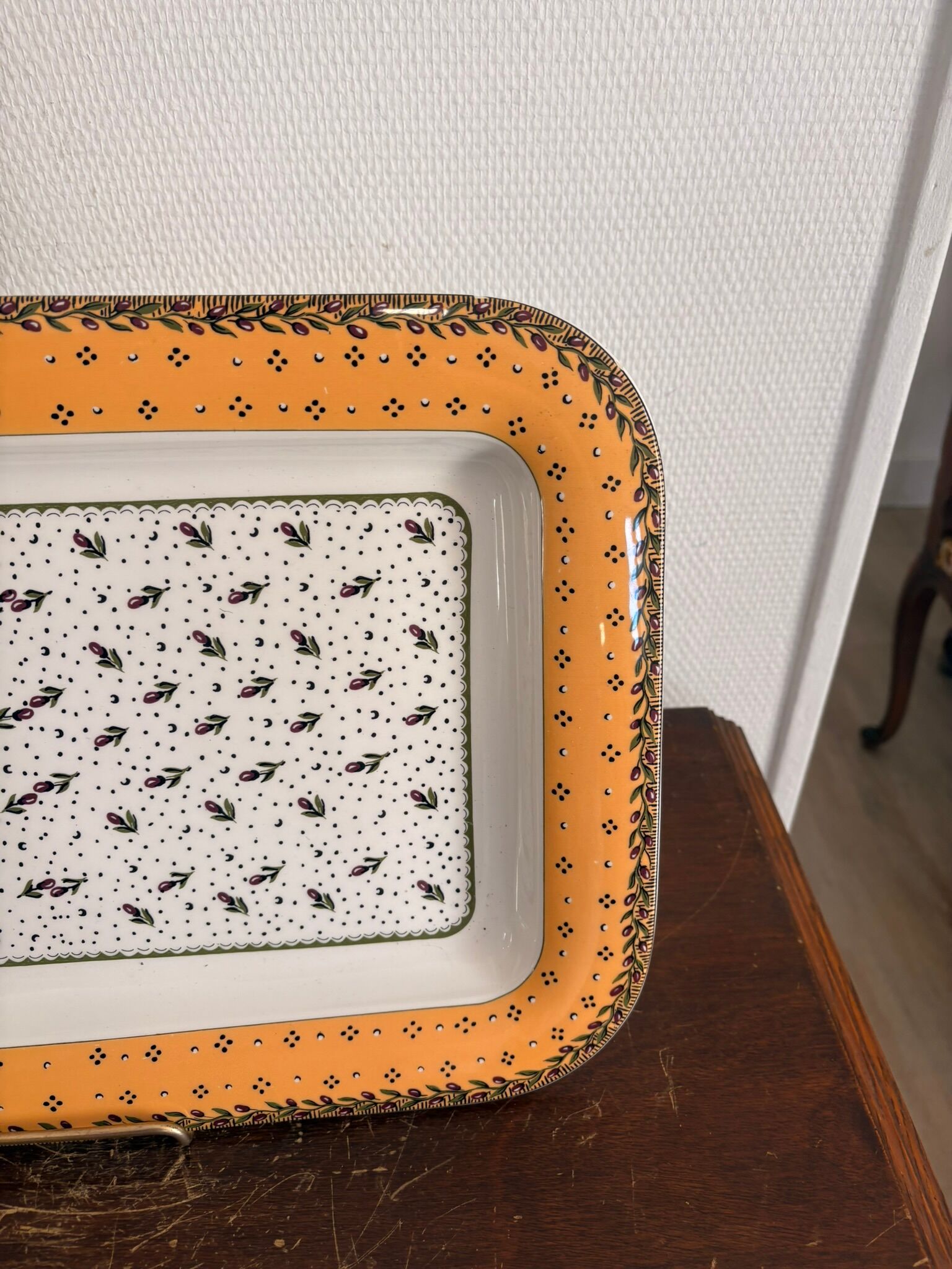Large Square Plate Geneviève Lethu Mado Floral Decor 43x31cm