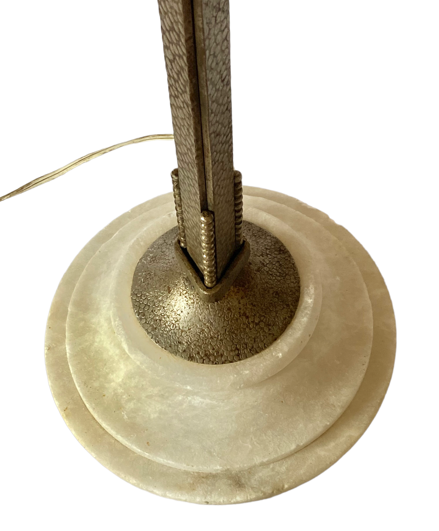 Monumental art deco pink table lamp, Muller frères Luneville, France, ca 1920s