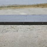 Brutalist coffee table, slate top and steel base, France, 1960s