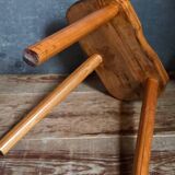 Solid wood tripod stool from the 50s