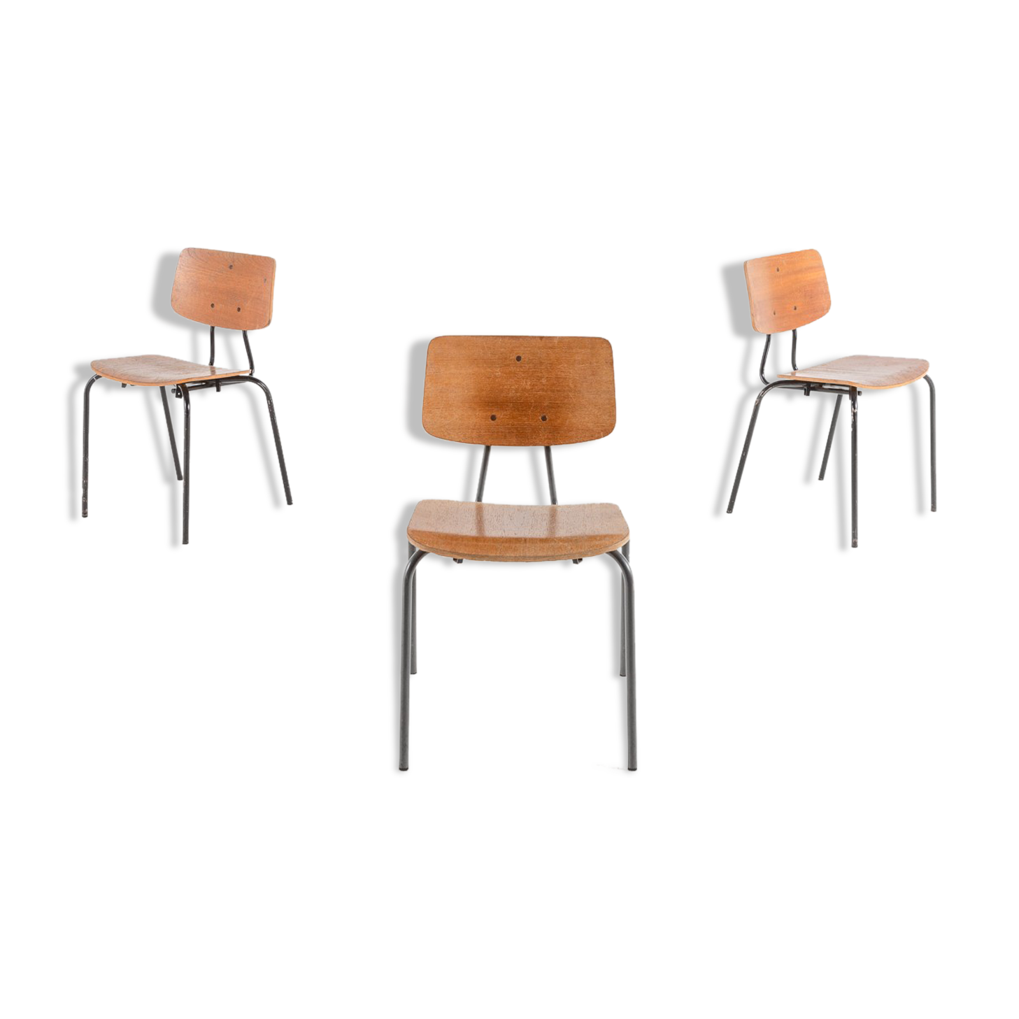 Set of 3 Danish school chairs from the 1960s