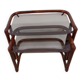 Tables gigognes vintage en rotin et verre fumé par Flecht-Atelier Schütz