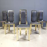 Vintage french brass dining chairs, set of 6 - 1970s