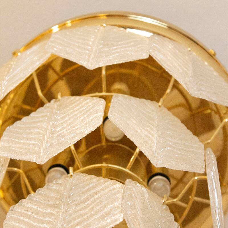 Murano Glass Chandelier with Hexagonal Leafs, Italy, 1960s