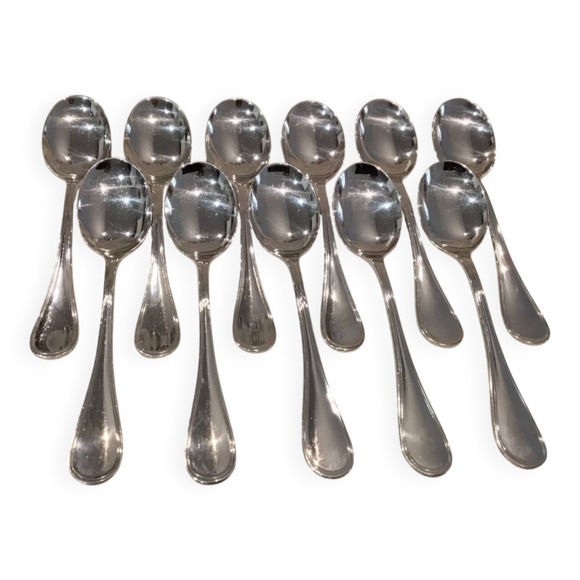 11 pelles à glace métal argenté orfèvre Christofle modèle Albi 13,2cm