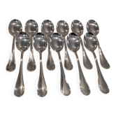 11 silver-plated metal ice cream scoops, Christofle silversmith, Albi pattern, 13.2cm