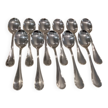 11 silver-plated metal ice cream scoops, Christofle silversmith, Albi pattern, 13.2cm
