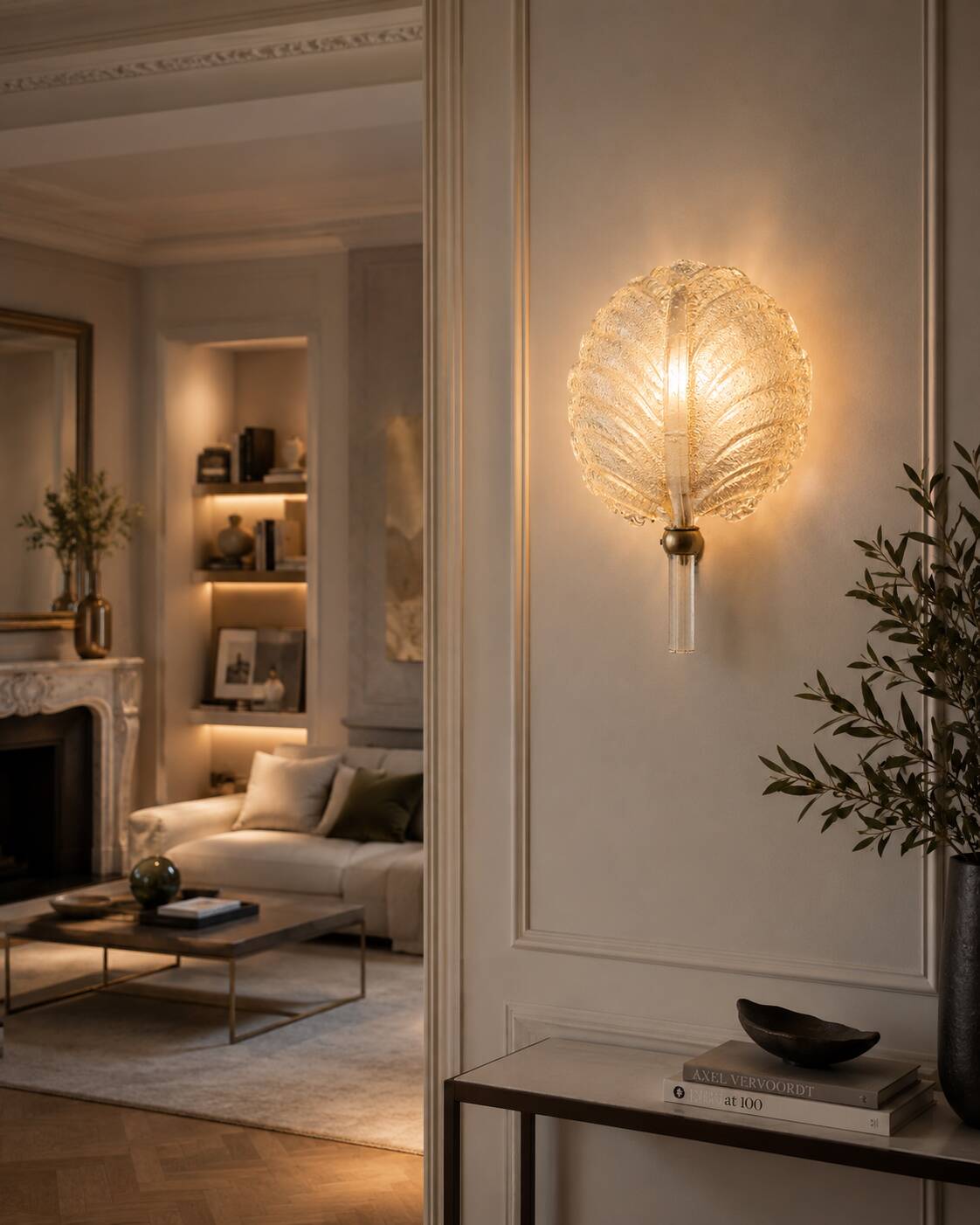 Barovier & Toso Murano Gold Glass and Brass Wall Light, Italy, 1960s