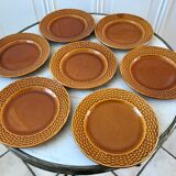 Set of 7 digoin Sarreguemines dessert plates in 50s slurry