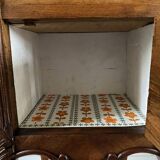 Bedside table / bedside table in veneered wood, molded and carved with foliage Louis XV style