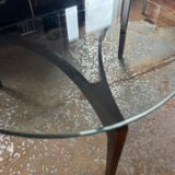 Table basse vintage danoise verre et bois de rose