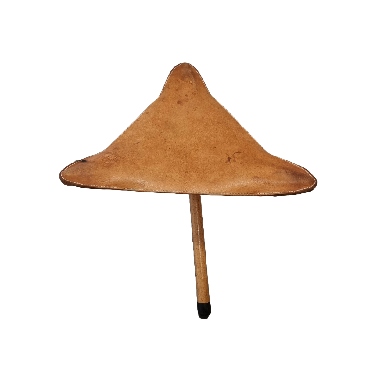 Tabouret tripode en cuir vintage
