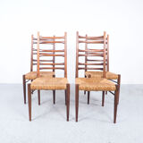 Teak and wicker dining chairs, 1960s