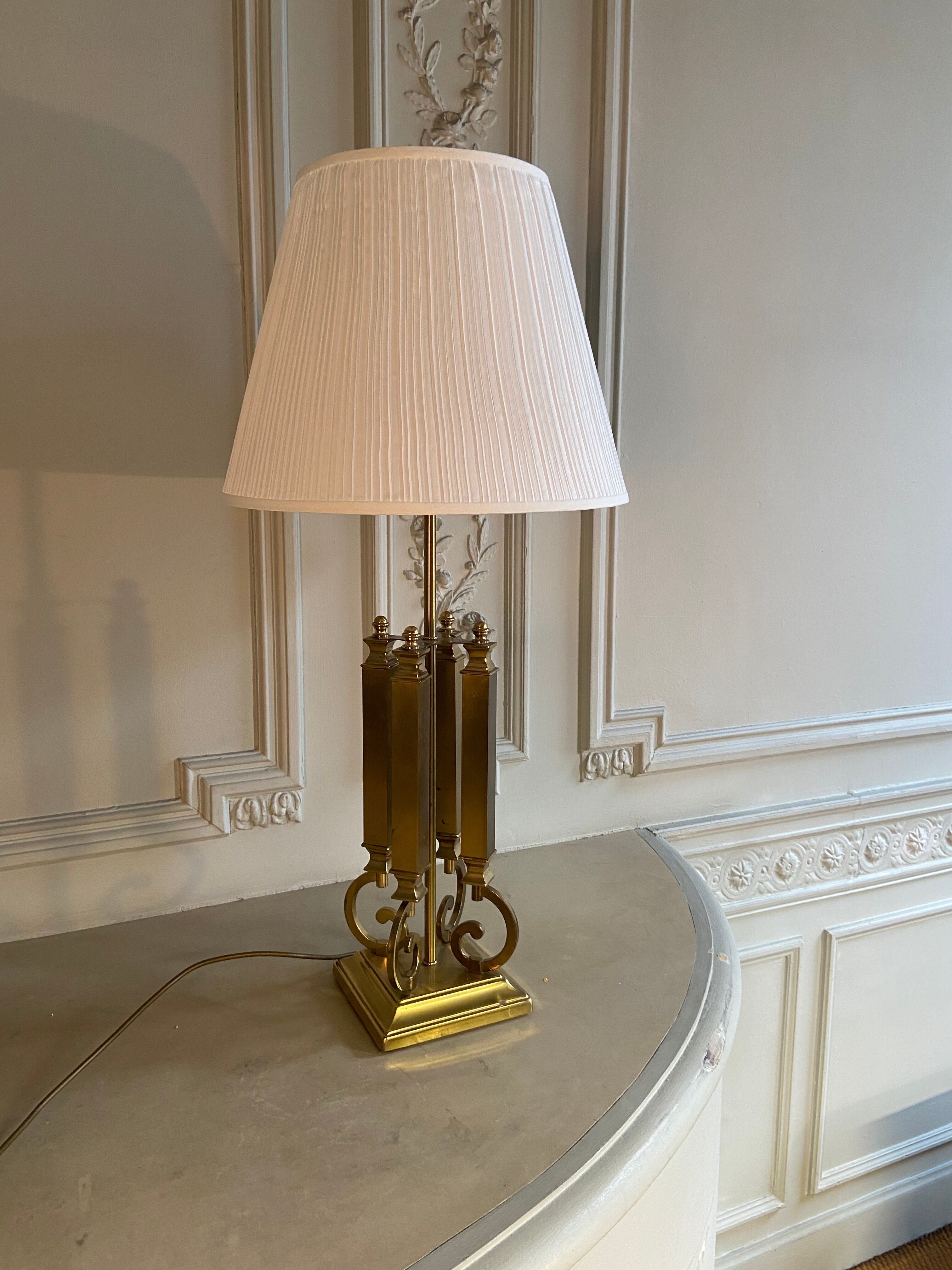 Imposing brass lamp, Deknudt, Belgium, 1970