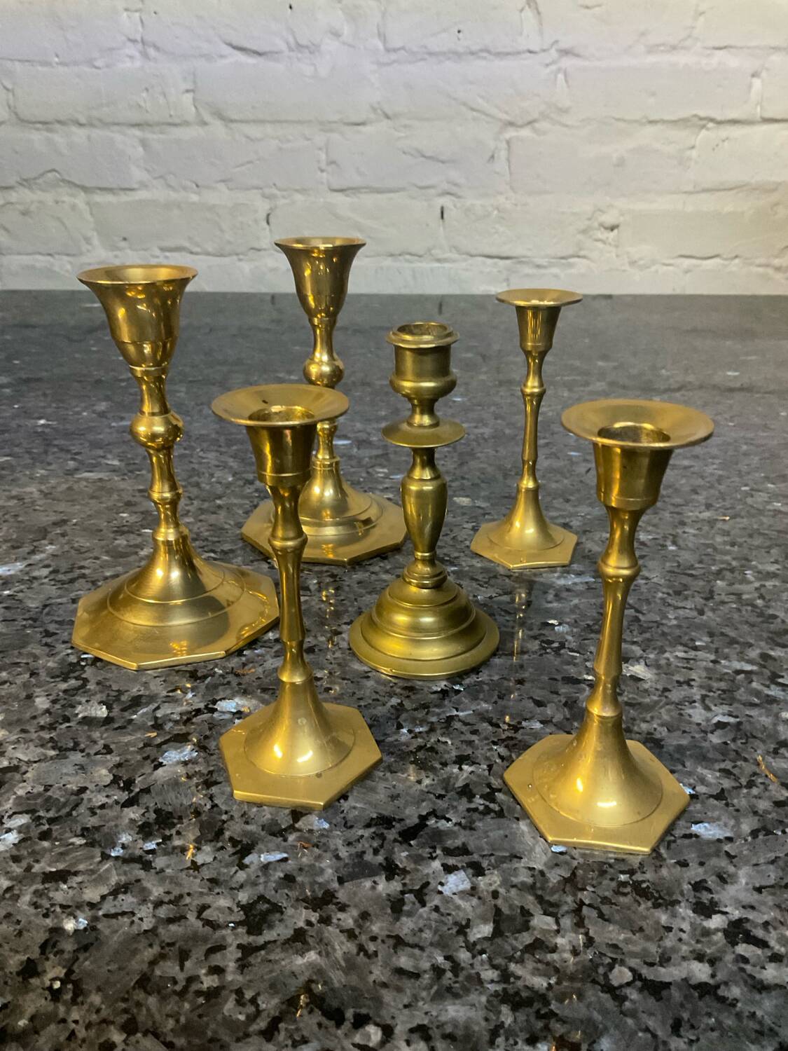 Set of 6 vintage bronze candlesticks