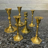 Set of 6 vintage bronze candlesticks