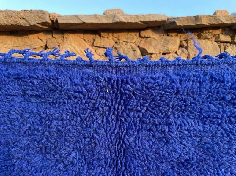 Handmade blue wool rug 250cm x 150cm