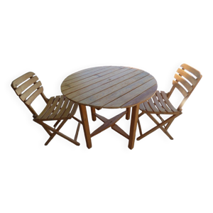 Table et 2 chaises pliantes - jardin