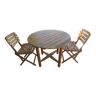 Table et 2 chaises pliantes de jardin en bois naturel
