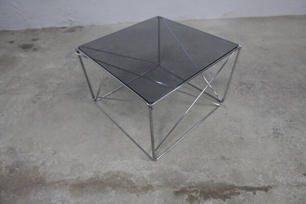 Table basse par max Sauze collection Isocèle 1970 plateau verr