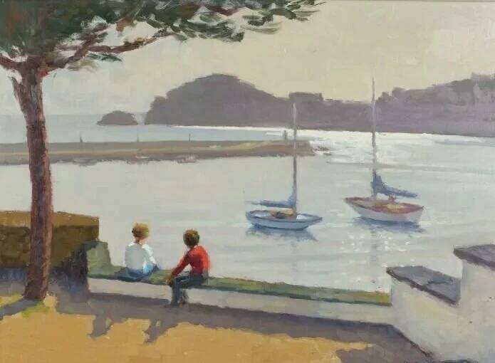 Early 20th Century Impressionist Style Seascape Oil Painting, Framed