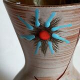 German ceramic vase west-germany with two flowers model n°1256