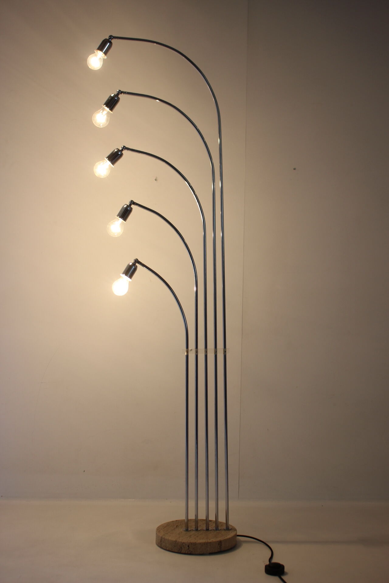 1970s Chrome and Marble Floor Lamp , Italy