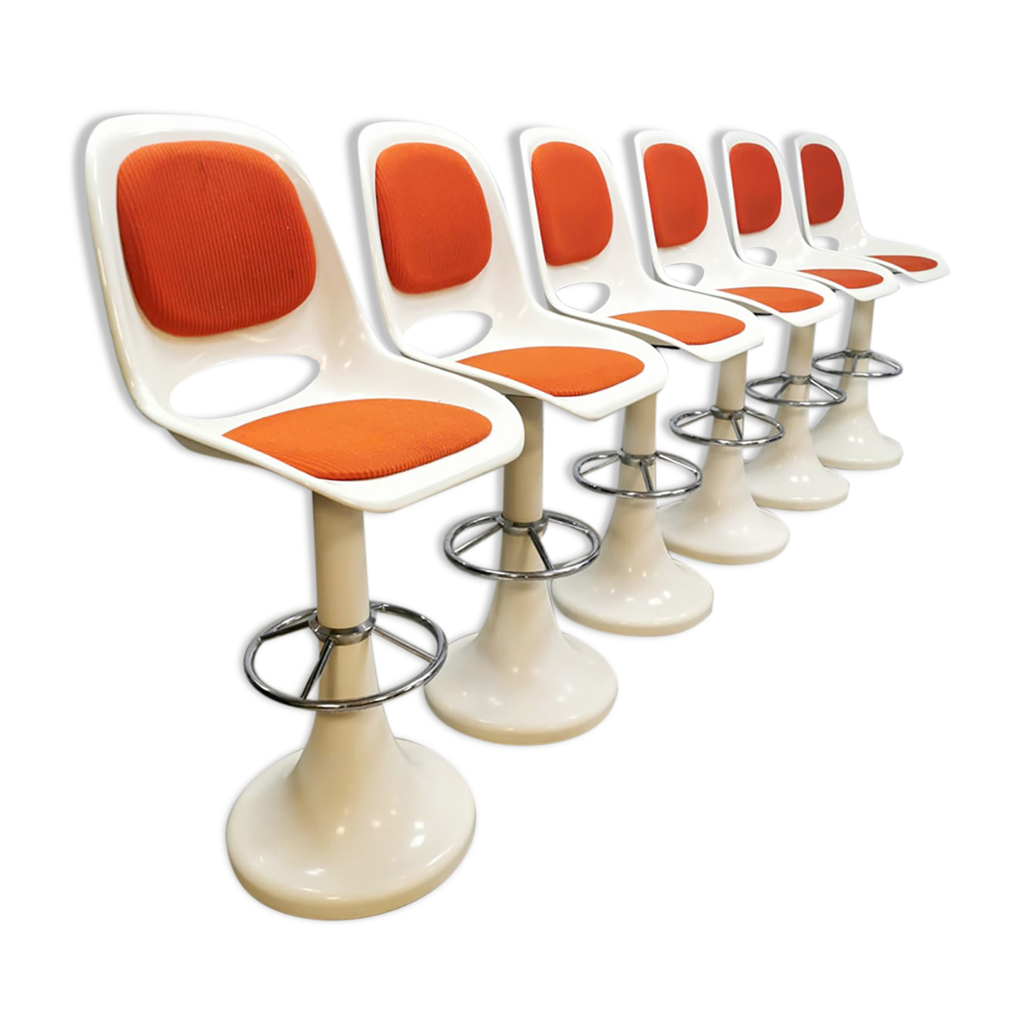 Tabourets de bar tulipes vintage space age 'duo tone'