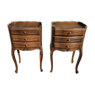 Pair of Louis XV style oak bedside tables