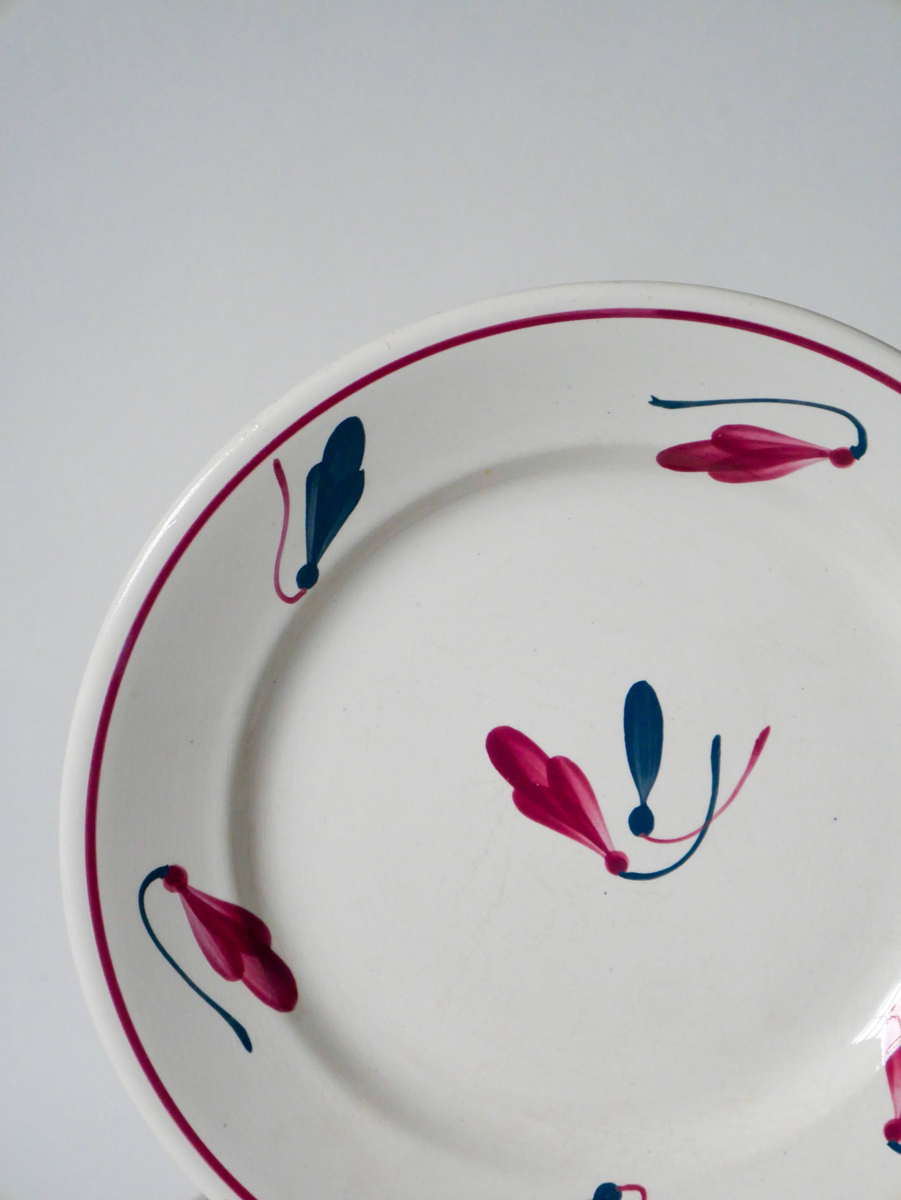 Set of 6 flat plates Givors model Perce-Neige 1950