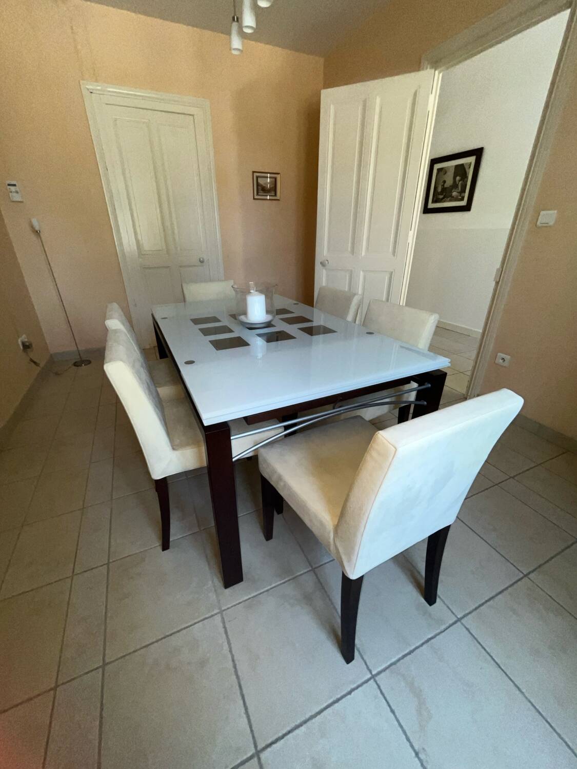 6 Ligne Roset chairs in ivory alcantara.